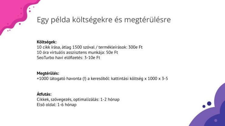 költségek megtérülése